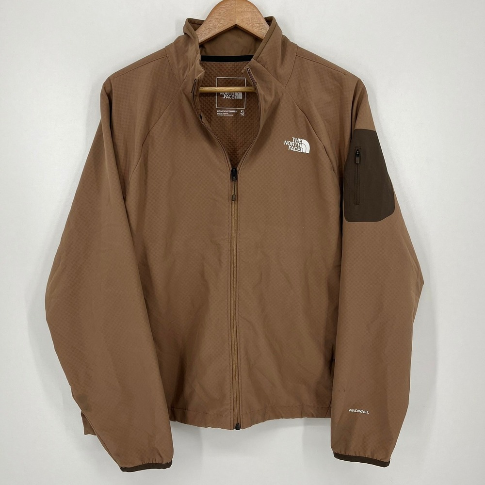 The North Face Womens WindWall Full Zip Jacket Brown NF0A8B5A Size XL